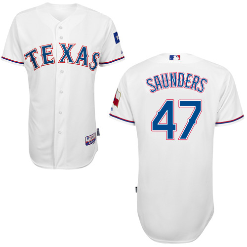 Joe Saunders #47 MLB Jersey-Texas Rangers Men's Authentic Home White Cool Base Baseball Jersey